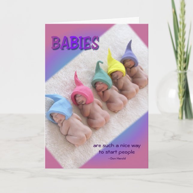 Cartão Fileira de bebês de sono, duendes da argila do (Frente)