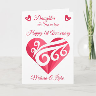 Cartão Filha 1rua Casamento Aniversário Coração Rosa