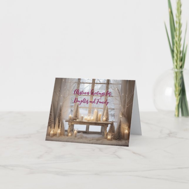 CARTÃO FILHA DA CENA DE NEVE EM PLACA DE NATAL DA FAMÍLIA (Frente)