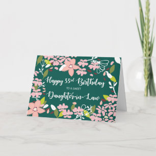 Cartão Filha da Lei 33.º Aniversário das Flores Verdes