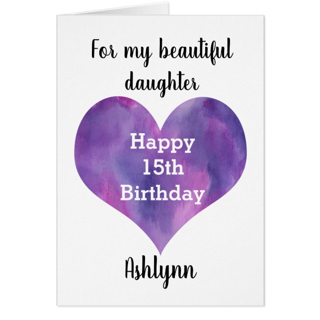 Cartão Filha de Aniversário do 15 de Coração Puro de Aqua (Frente)