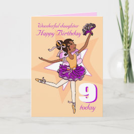 Cartão Filha de cabelo escuro bailarina de aniversário de