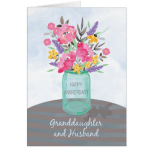 Cartão Filha e Marido Aniversário Jar Vase