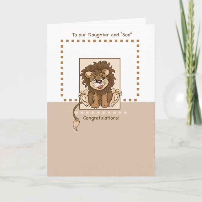 Cartão Filha e Parabéns "Filho" Leão-Bebê (Frente)