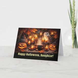Cartão Filha Feliz Halloween Bonito Outono Coruja