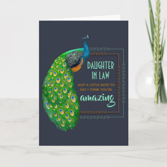 Cartão Filha Incrível Na Placa De Dia de as mães Pavão De (Frente)