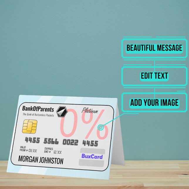 Cartão Filha ou Filho Falso Crédito Aniversário (What parent wouldn't want to give their son or daughter a credit card to max out for their birthday.)