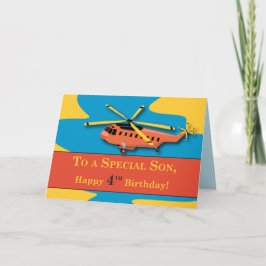 Cartão Filho, 4º aniversário com Helicóptero
