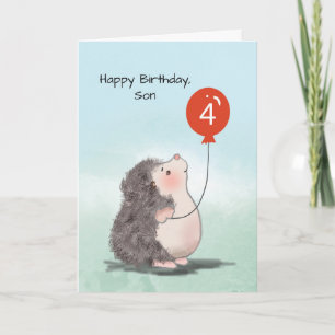 Cartão Filho 4.º Aniversário - Porco-Porco