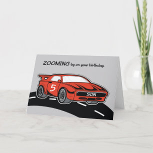 Cartão Filho Aniversário 5 Vez do Esporte Vermelho Carro