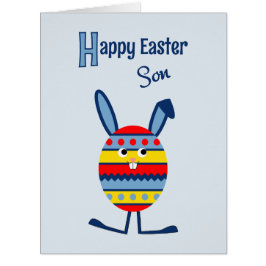 Cartão Filho de ovo azul-coelho da Páscoa