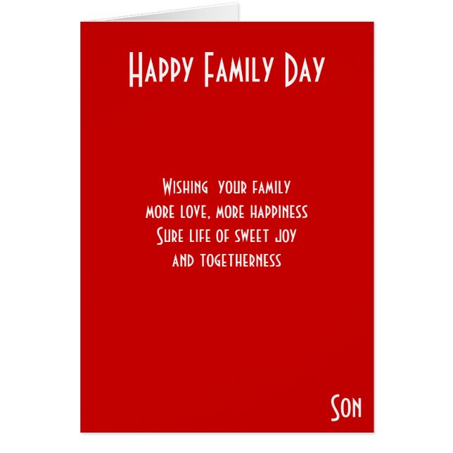 Cartão Filho do dia da família (Frente)