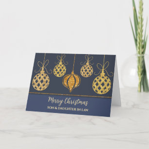 Cartão Filho Dourado e Filha em Direito Feliz Natal