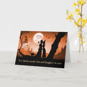 Cartão Filho e filha em Direito Feliz Casal de Halloween