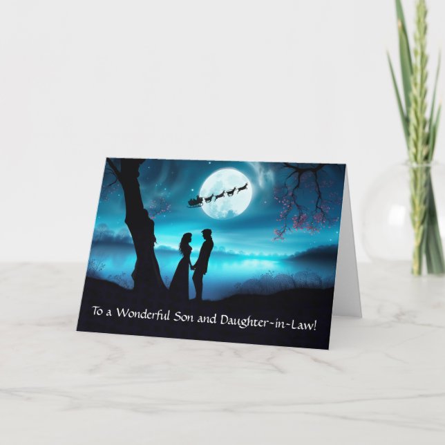 Cartão Filho e filha no feriado de Natal em Direito (Frente)