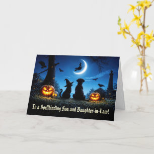 Cartão Filho e Nora Feliz Halloween Gato Fofo