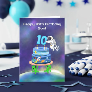 Cartão Filho Feliz Aniversário de 10 anos Astronauta