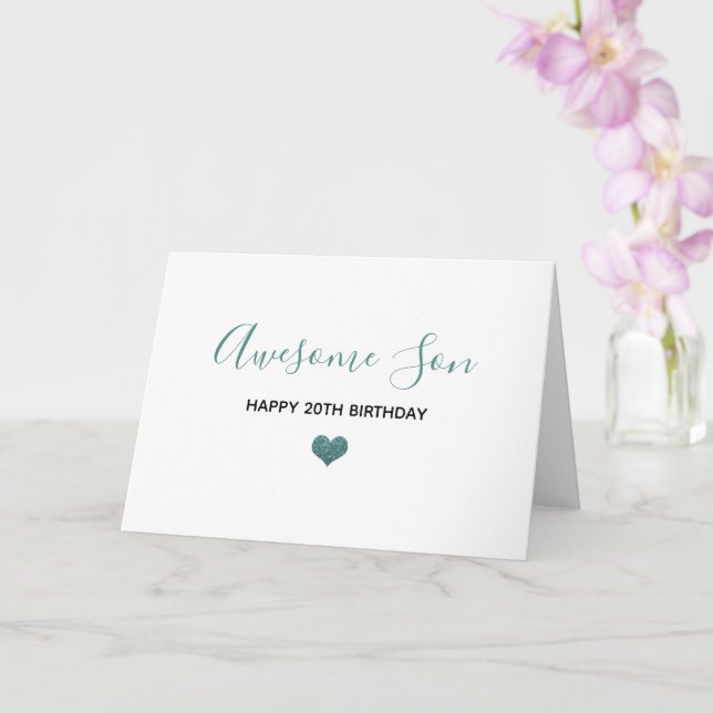 Cartão filho maravilhoso feliz cinza azul de aniversário (Orquídea)