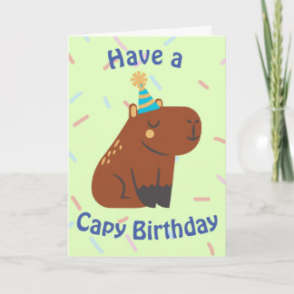 Cartão Filhos de Aniversário da Capybara Capy Capy, Cute