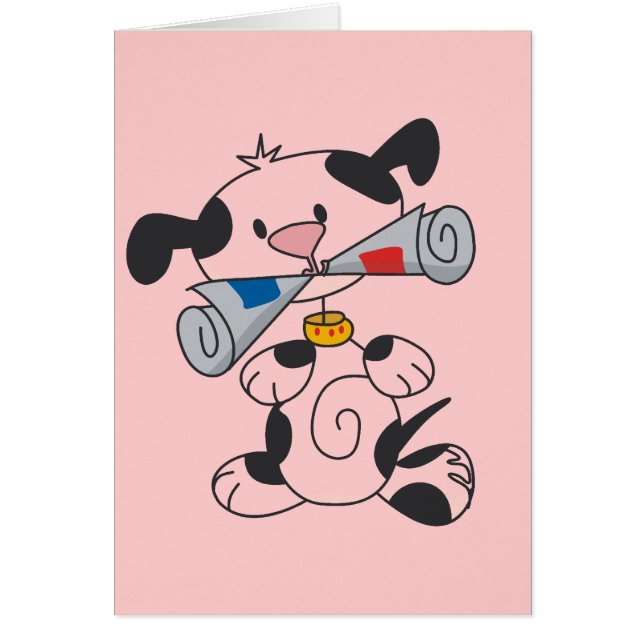 Cartão Filhote de cachorro com t-shirt e presentes do (Frente)