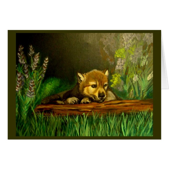 Cartão Filhote de cachorro de lobo (Frente Horizontal)