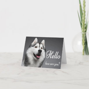 Cartão Filhote de Cachorro Husky Siberiano Olá, Pensando