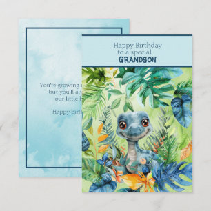 Cartão Filhote de Dinossauro Feliz Aniversário Neto Espec