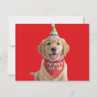 Cartão Filhote de golden retriever desejando feliz aniver