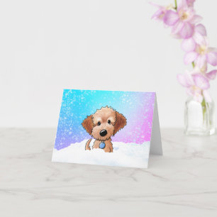 Cartão Filhote de Goldendoodle na Neve