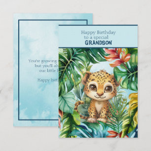 Cartão Filhote de Leopardo Feliz Aniversário Neto Especia