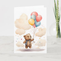 Filhote de Urso Cute em Aquarela Flutuando no Ar e