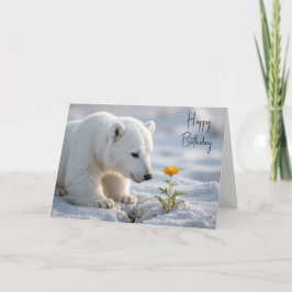 Cartão Filhote de Urso Polar no Aniversário Admira uma Ma