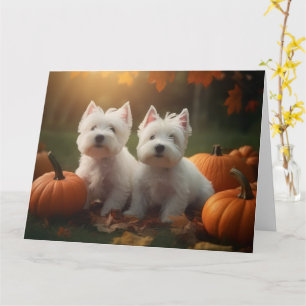 Cartão Filhote de West Highland White Terrier Abóbora de
