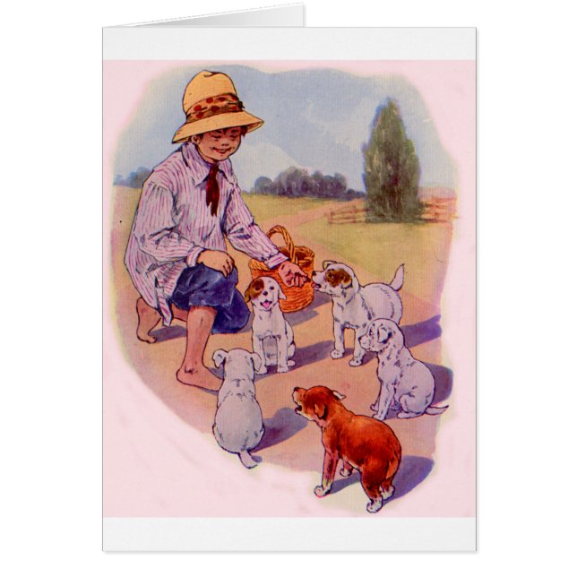 Cartão Filhotes de alimentação dos anos 30 (Frente)