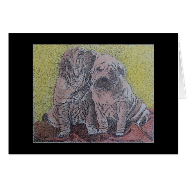 Cartão filhotes de cachorro do sharpei (Frente Horizontal)