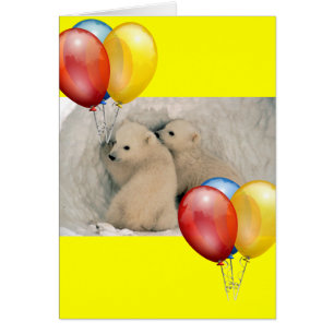 CARTÃO FILHOTES DE URSO POLAR GÊMEOS