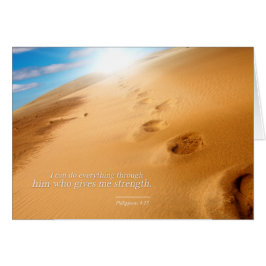 Cartão Filipenses 4:13 Verso Pegadas no Deserto Força