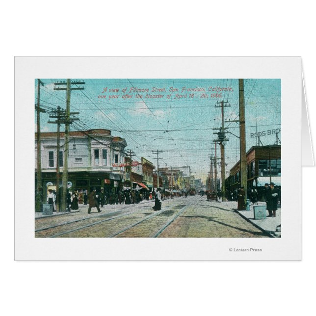Cartão Fillmore Street View 1 ano após o incêndio de 1906 (Frente Horizontal)