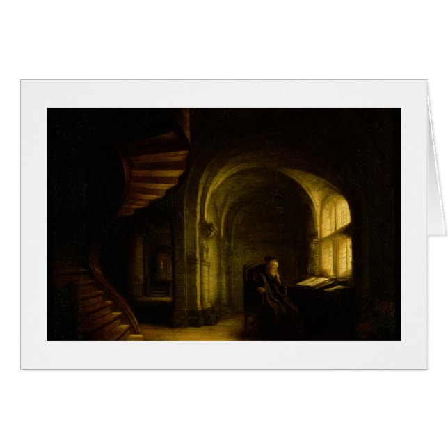 Cartão Filósofo com um livro aberto, 1625-7 (óleo na (Frente Horizontal)