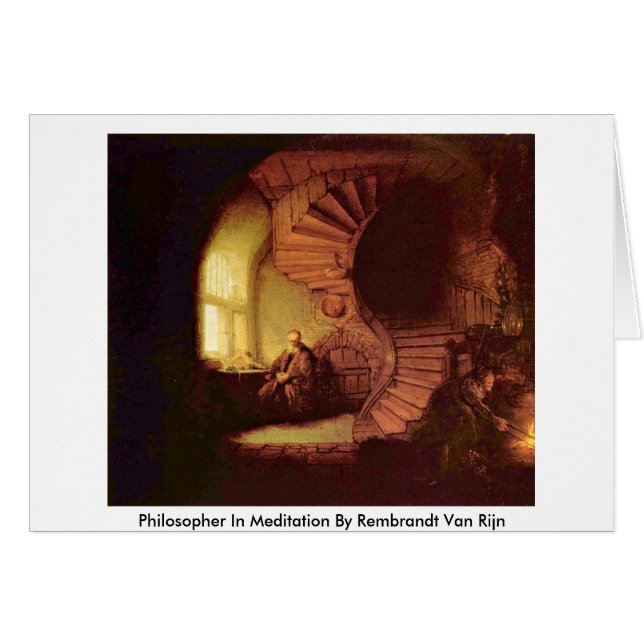 Cartão Filósofo Em Meditação Por Rembrandt Van Rijn (Frente Horizontal)