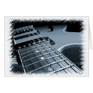 Cartão Fim-acima azul da guitarra elétrica