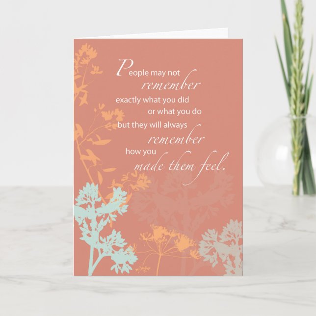 Cartão Fim da vida Adeus Marrom flores selvagens (Frente)