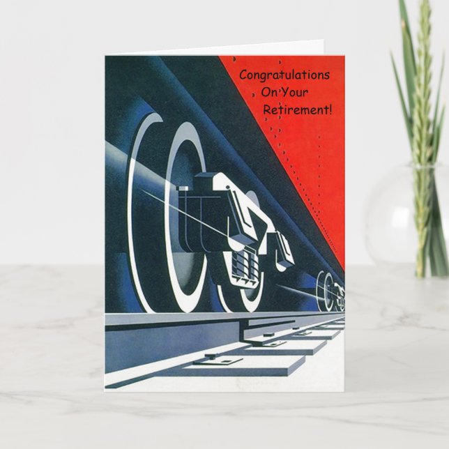 Cartão Fim dos Parabéns de Reforma do Comboio Visual Deco (Frente)