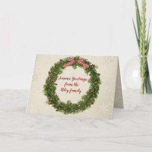 Cartão Fina de Natal com luzes vermelhas e arco