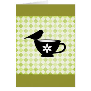 Cartão Finch na teacup Silhouette