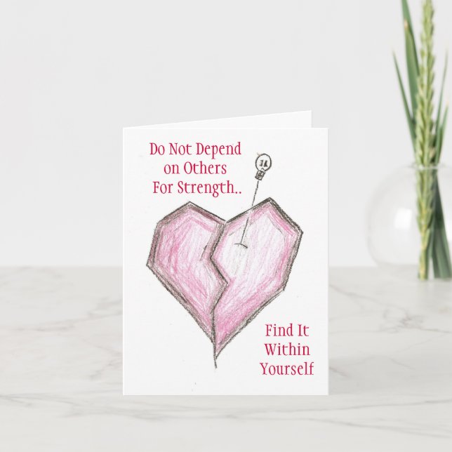 Cartão Find strength Within Notecard Card Broken Heart (Frente)