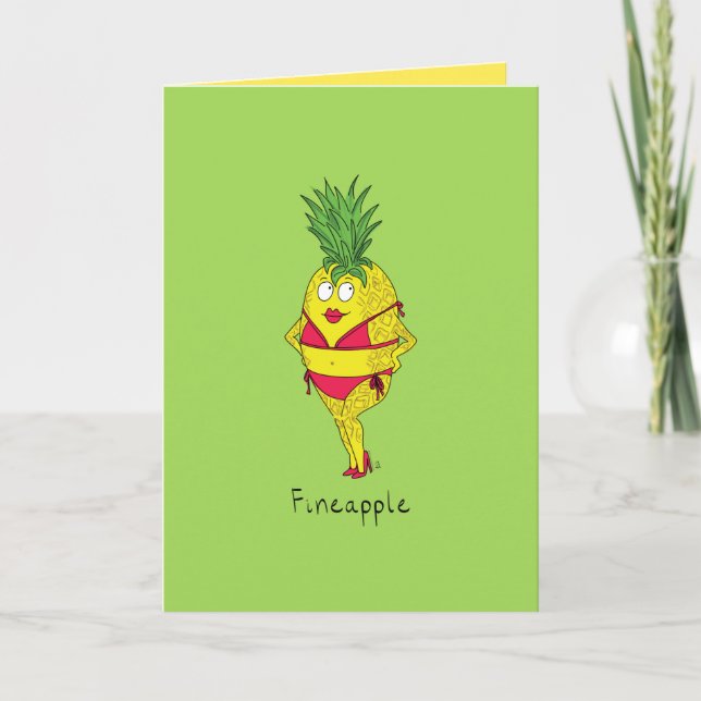 Cartão Fineapple - Funny Pineapple Bikini Greeting Card (Frente)