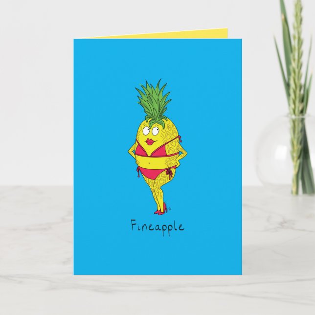 Cartão Fineapple - Funny Pineapple Bikini Greeting Card (Frente)