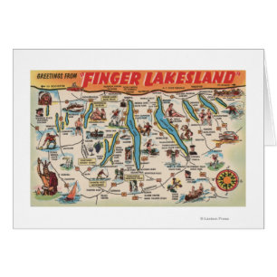 Cartão Fingerlakes, Nova Iorque - Mapa Detalhado