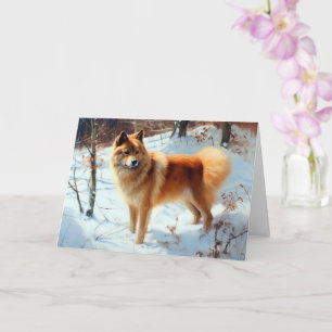 Cartão Finnish Spitz Deixe Nevar Natal